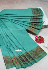 Greenish Blue - Avantika - Soft semi Mysore silk with meenakari thread weaving border